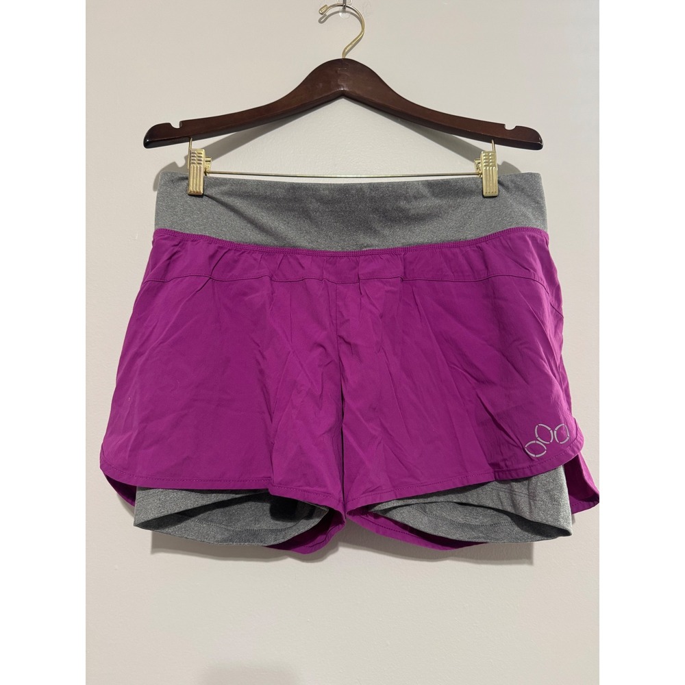 REI Womens Running Shorts Purple Grey Layered Athletic Activewear Size L Hiking
